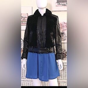 Schotte NYC x FRYE Grizzly leather and lambskin fur Jacket Black Color Size XS